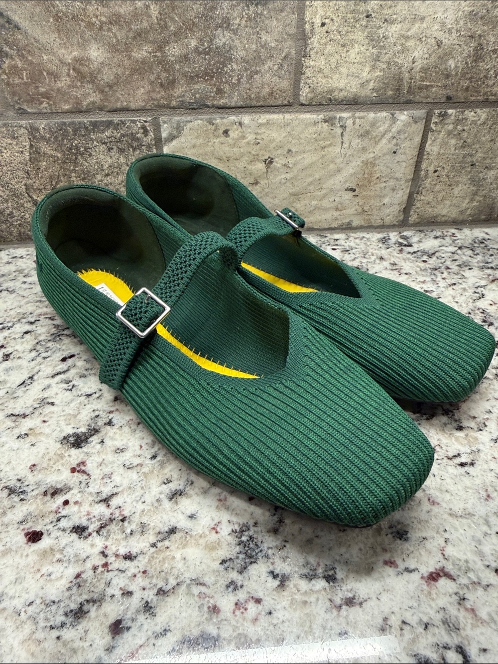 Vivaia Square Toe Margot Mary Jane Flats Forest Green EU 40.5 US 9-9.5